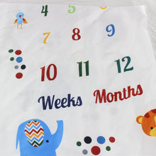 Load image into Gallery viewer, Baby Monthly Milestone Blanket - Animal