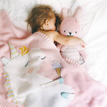 Load image into Gallery viewer, Knitted Blanket, Sleep Blanket - Unicorn